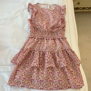 Storia multi color ruffle floral dress, size small.